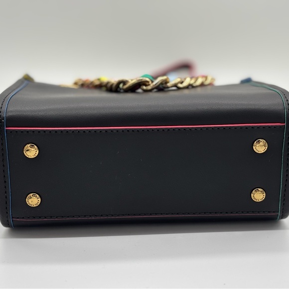 Karl Lagerfeld Black and Pink Leather Crossbody Bag with Multicolor Chain - Picture 5 of 13